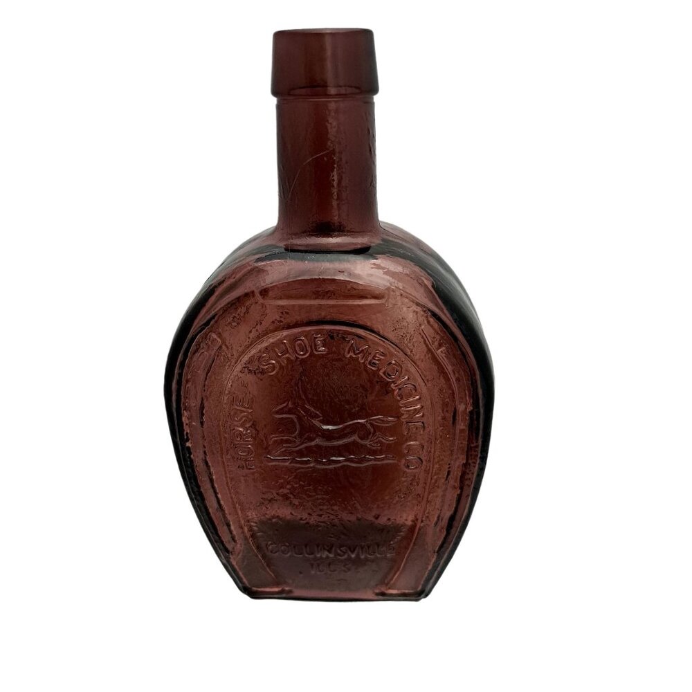 Horseshoe Medicine Co Bitters Wheaton Glass Brown Bottle 7.5"x 4 " Collectible